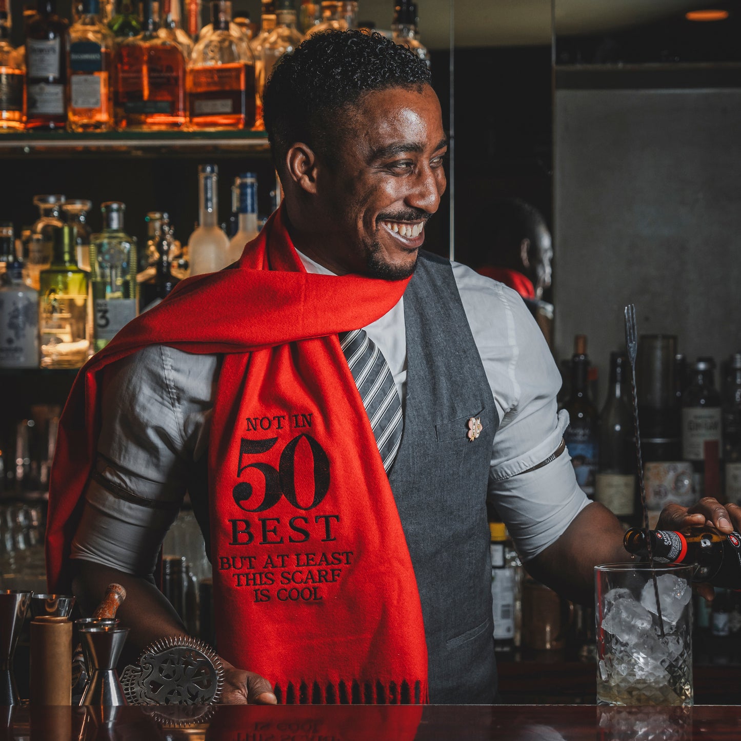 50 Best Bars Scarf Joke Gift Set by Broken Bartender