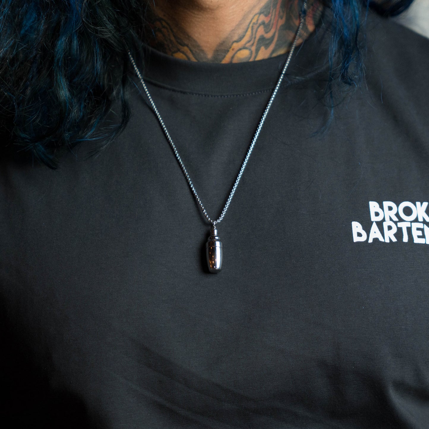 Smallest Cocktail Shaker Ever Necklace Pendant 3-Piece by Broken Bartender