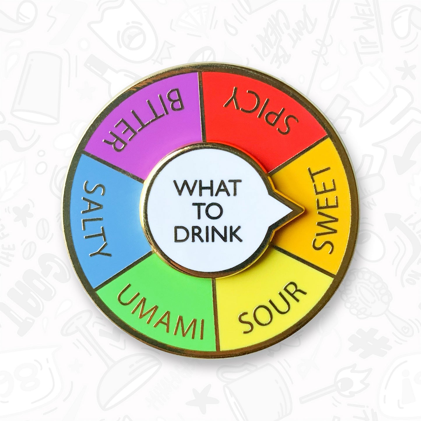 What To Drink Spinner Enamel Pin by Broken Bartender