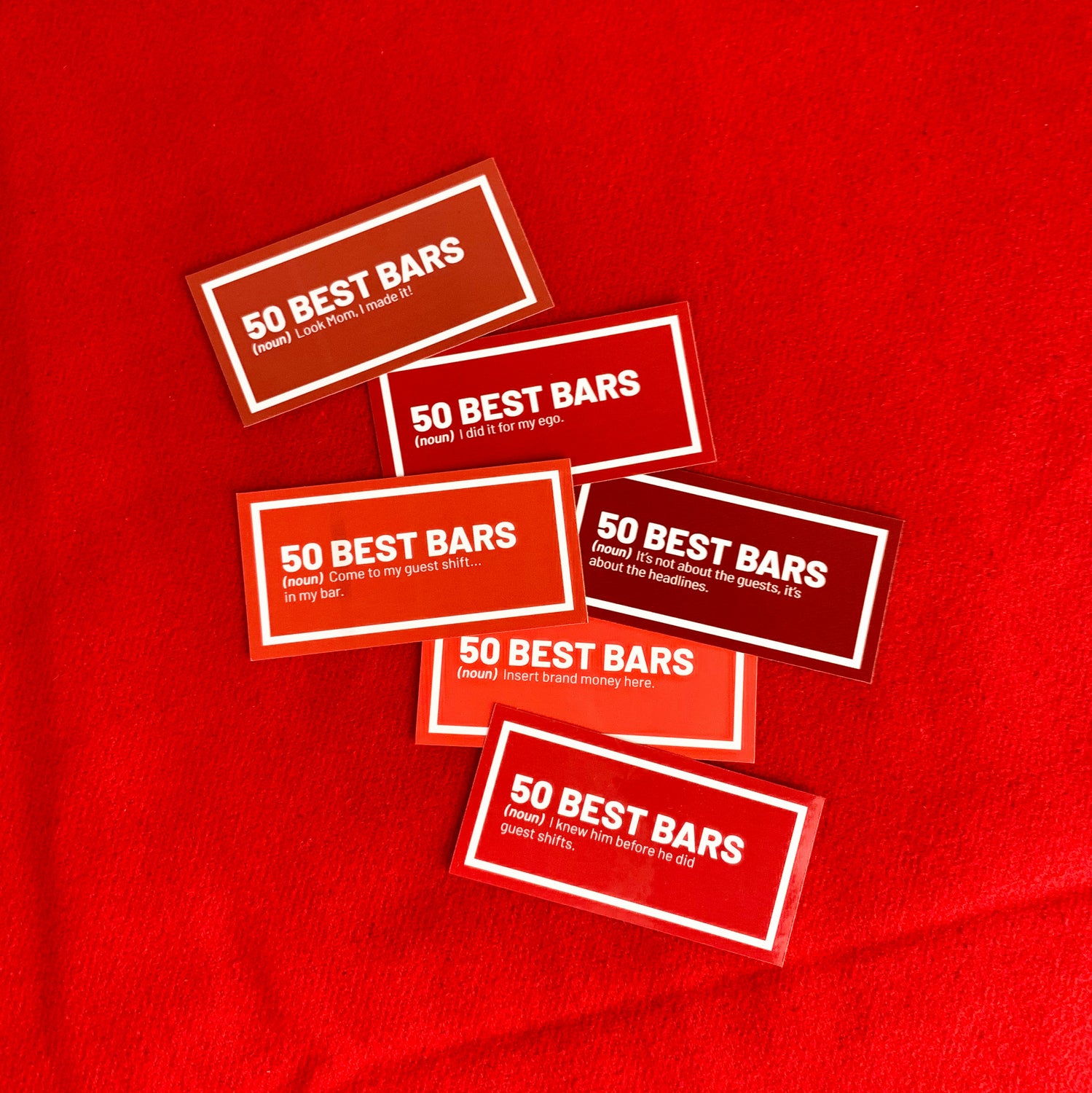 50 Best Bars Stickers Joke Gift Set by Broken Bartender