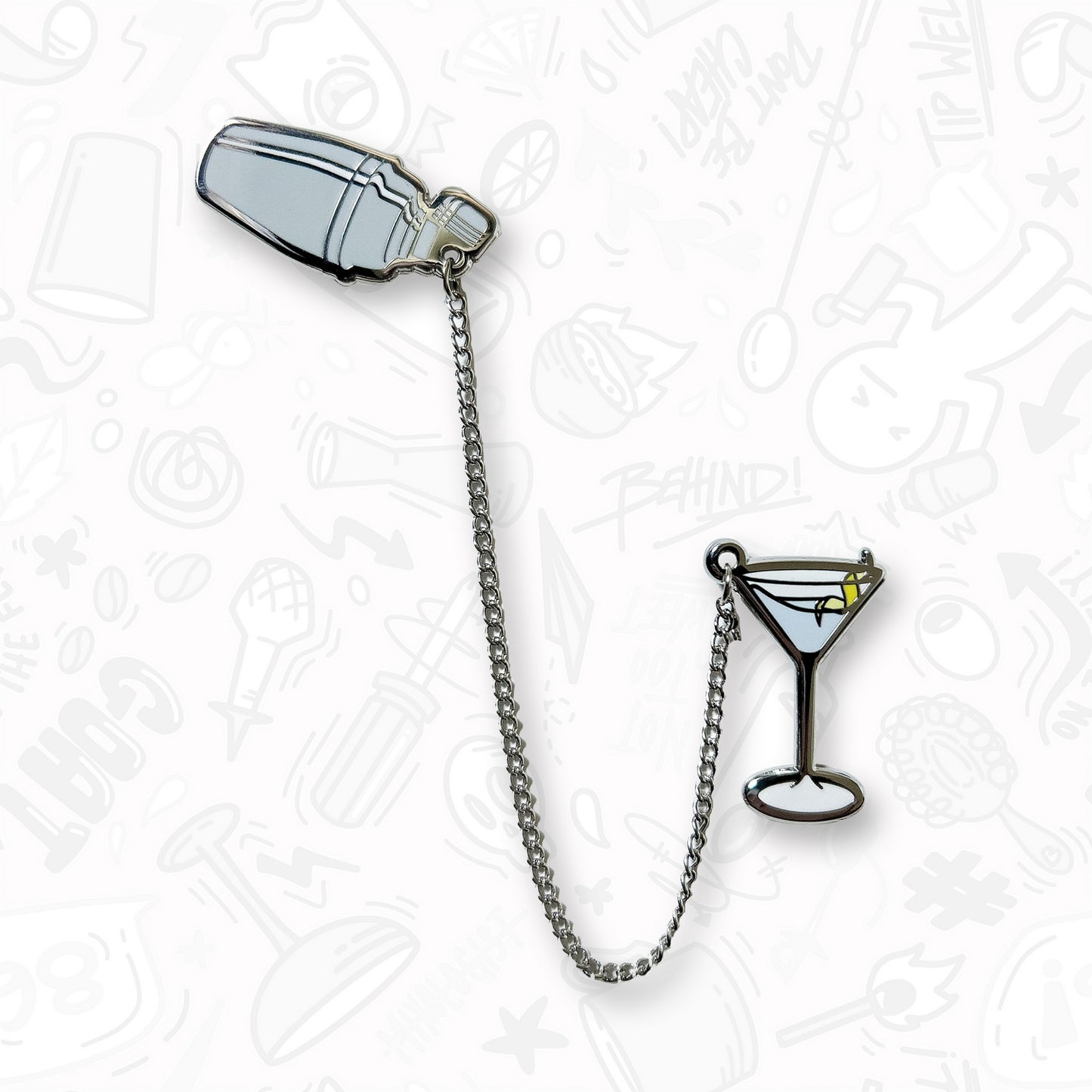 Cocktail Shaker & Martini Pin Set (with Chain) — Kevin Kos